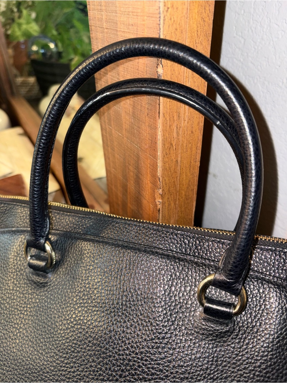 Coach Black Pebbled Leather Satchel with Gold Hardware and Strap - Picture 6 of 11